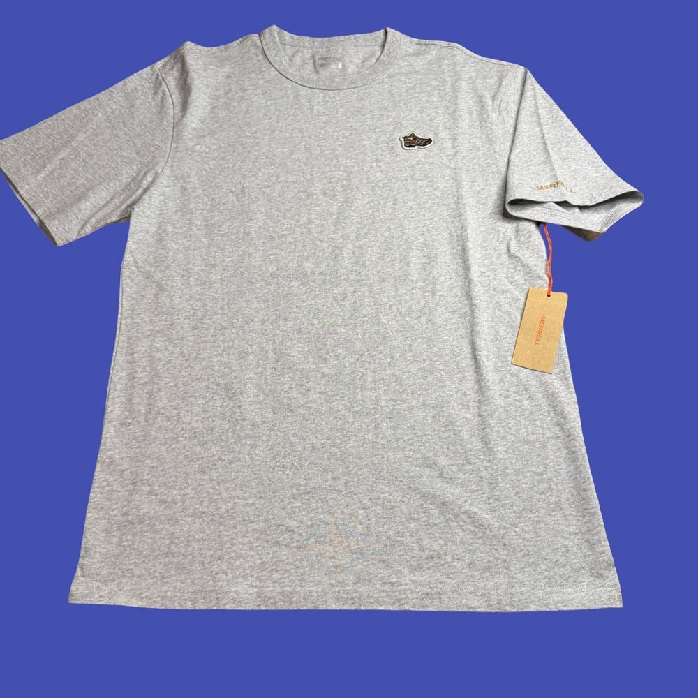 Merrell Mens Small Moab Hiking Boot Logo Short Sleeve T Shirt Gray Outdoor NWT